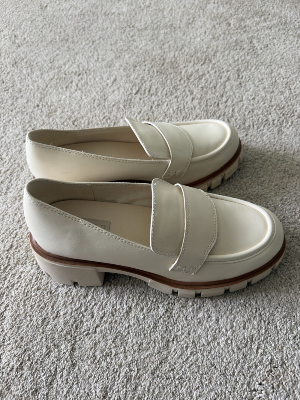 Altar'd State Cream Leather Lug Sole Loafers